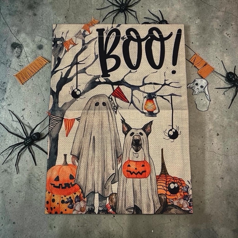 Halloween Ghost Dog Mini Garden Flag Boo Trick or Treat Pumpkin Outdoor Decor